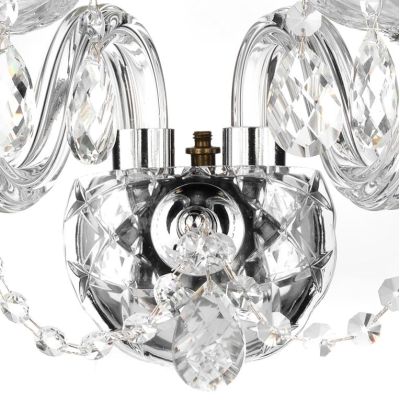 SVETLANA APPLIQUE ELEGANTE 2 LUCI CLASSICO IN VETRO TRASPARENTE CON PENDAGLI IN CRISTALLO CRISTALENSI LIGHT - Cristalensi Shop O