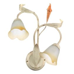 LUCREZIA APPLIQUE CLASSICA 2 LUCI CON FINITURA AVORIO ANTICO E PARALUMI IN VETRO SABBIATO CRISTALENSI LIGHT - Cristalensi Shop O 2