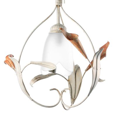 LUCREZIA SOSPENSIONE SINGOLA CLASSICA FINITURA AVORIO CON PARALUME IN VETRO SABBIATO CRISTALENSI LIGHT - Cristalensi Shop Online