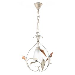 LUCREZIA SOSPENSIONE SINGOLA CLASSICA FINITURA AVORIO CON PARALUME IN VETRO SABBIATO CRISTALENSI LIGHT - Cristalensi Shop Online