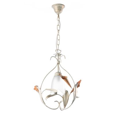 LUCREZIA SOSPENSIONE SINGOLA CLASSICA FINITURA AVORIO CON PARALUME IN VETRO SABBIATO CRISTALENSI LIGHT - Cristalensi Shop Online