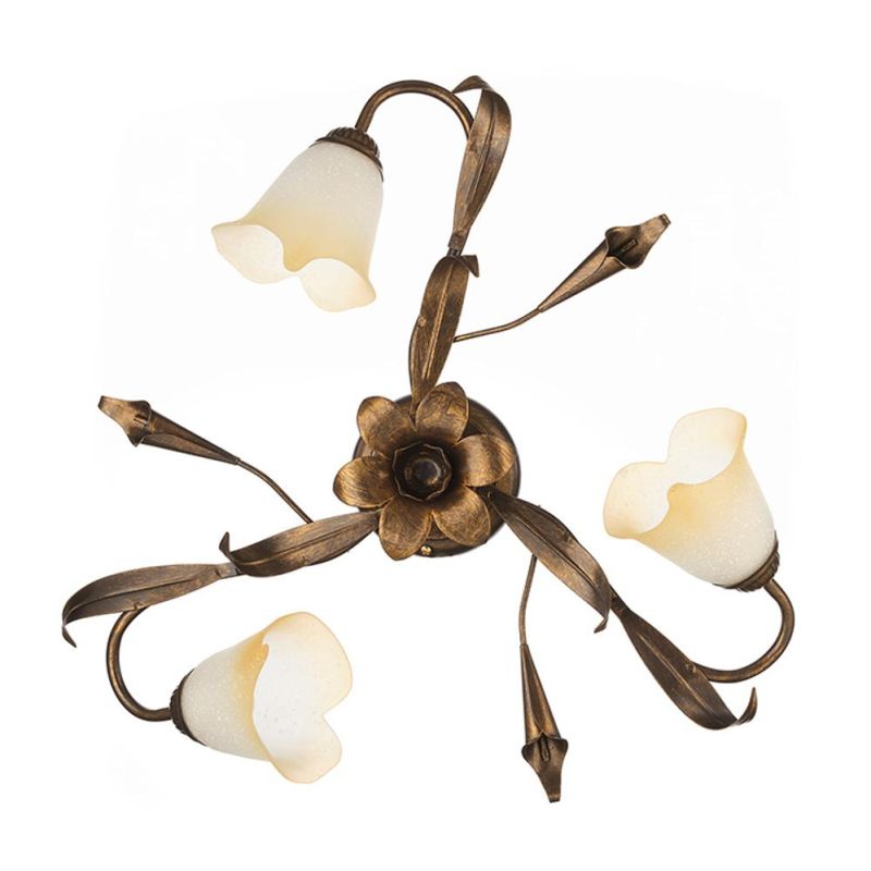 LUCREZIA PLAFONIERA CLASSICA 3 LUCI CON FINITURA AVORIO ANTICO O BRONZO E PARALUMI IN VETRO SABBIATO CRISTALENSI LIGHT - Cristal