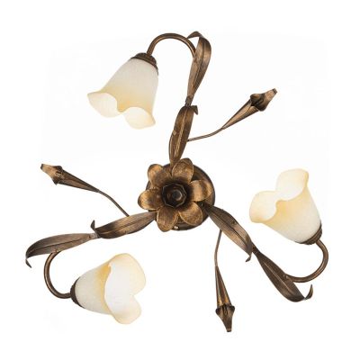 LUCREZIA PLAFONIERA CLASSICA 3 LUCI CON FINITURA AVORIO ANTICO O BRONZO E PARALUMI IN VETRO SABBIATO CRISTALENSI LIGHT - Cristal