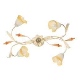 LUCREZIA PLAFONIERA CLASSICA 4 LUCI CON FINITURA AVORIO ANTICO O BRONZO E PARALUMI IN VETRO SABBIATO CRISTALENSI LIGHT - Cristal 2