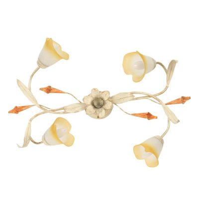 LUCREZIA PLAFONIERA CLASSICA 4 LUCI CON FINITURA AVORIO ANTICO O BRONZO E PARALUMI IN VETRO SABBIATO CRISTALENSI LIGHT - Cristal