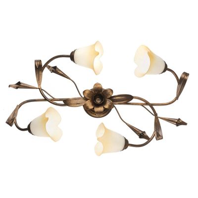 LUCREZIA PLAFONIERA CLASSICA 4 LUCI CON FINITURA AVORIO ANTICO O BRONZO E PARALUMI IN VETRO SABBIATO CRISTALENSI LIGHT - Cristal