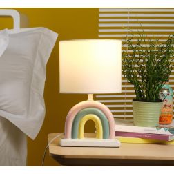 RAINBOW LAMPADA DA TAVOLO PER CAMERETTE BIMBI CON BASE IN CERAMICA EFFETTO ARCOBALENO ALTEZZA CM 35 CRISTALENSI LIGHT - Cristale