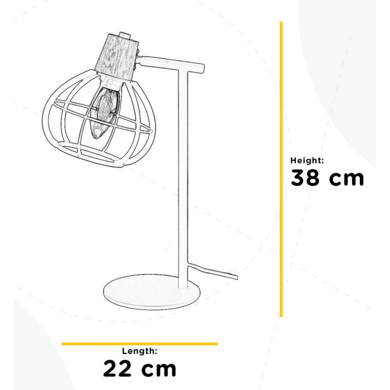 GINGER LAMPADA DA TAVOLO IN STILE VINTAGE IN METALLO NERO CON DETTAGLI IN LEGNO LAMPADINA ATTACCO E14 CRISTALENSI LIGHT - Crista