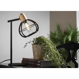 GINGER LAMPADA DA TAVOLO IN STILE VINTAGE IN METALLO NERO CON DETTAGLI IN LEGNO LAMPADINA ATTACCO E14 CRISTALENSI LIGHT - Crista