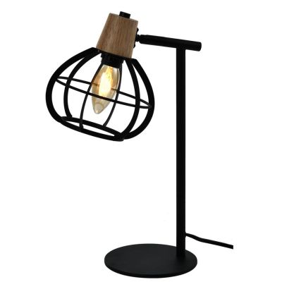 GINGER LAMPADA DA TAVOLO IN STILE VINTAGE IN METALLO NERO CON DETTAGLI IN LEGNO LAMPADINA ATTACCO E14 CRISTALENSI LIGHT - Crista