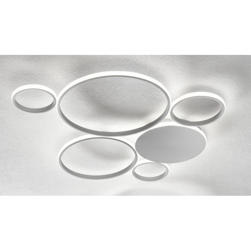 POIS PLAFONIERA DIMMERABILE GRIGIO O ORO LED 68W 6800LM MODERNA LUCE DIFFUSA ONDALUCE CICIRIELLO - Cristalensi Shop Online
