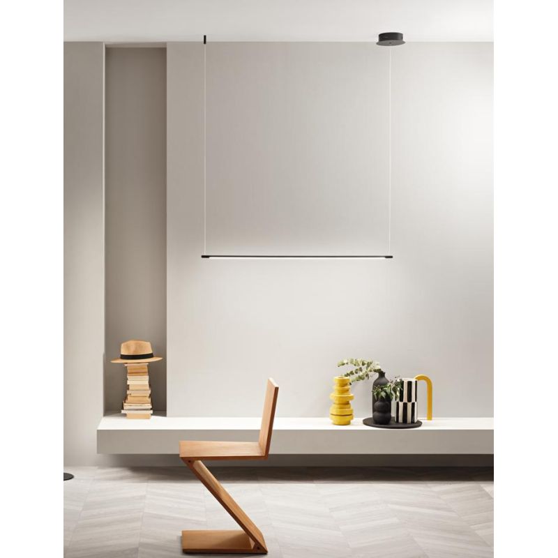 GENIUS SOSPENSIONE LINEARE IN 2 MISURE METALLO NERO O ORO LED INTEGRATO LUCE 3000K MODERNA ONDALUCE CICIRIELLO - Cristalensi Sho