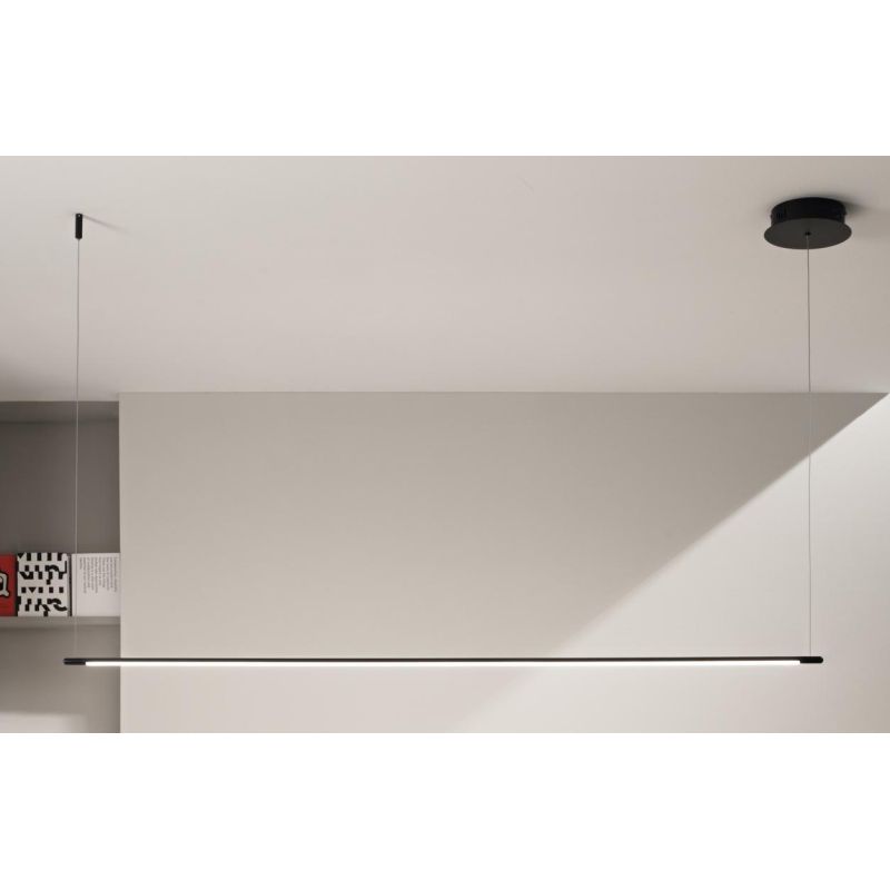 GENIUS SOSPENSIONE LINEARE IN 2 MISURE METALLO NERO O ORO LED INTEGRATO LUCE 3000K MODERNA ONDALUCE CICIRIELLO - Cristalensi Sho