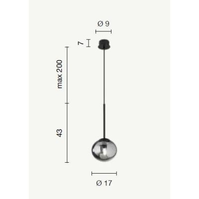 JEWEL SOSPENSIONE SINGOLA NERA O ORO CON SFERE IN VETRO FUME O BIANCO MODERNA LAMPADINA ATTACCO E14 ONDALUCE CICIRIELLO - Crista