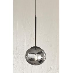 JEWEL SOSPENSIONE SINGOLA NERA O ORO CON SFERE IN VETRO FUME O BIANCO MODERNA LAMPADINA ATTACCO E14 ONDALUCE CICIRIELLO - Crista 2