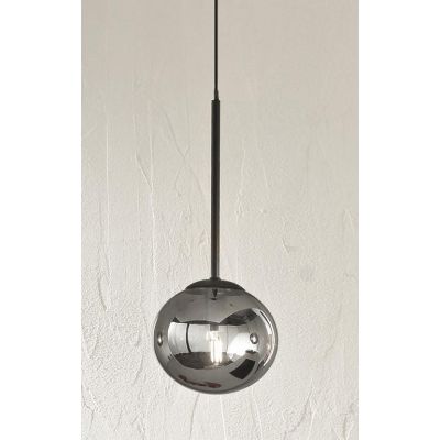 JEWEL SOSPENSIONE SINGOLA NERA O ORO CON SFERE IN VETRO FUME O BIANCO MODERNA LAMPADINA ATTACCO E14 ONDALUCE CICIRIELLO - Crista