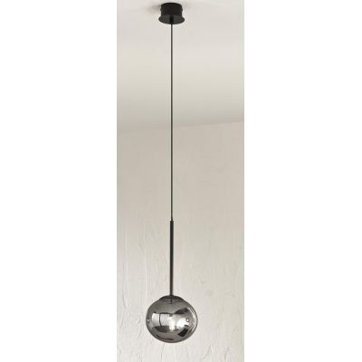 JEWEL SOSPENSIONE SINGOLA NERA O ORO CON SFERE IN VETRO FUME O BIANCO MODERNA LAMPADINA ATTACCO E14 ONDALUCE CICIRIELLO - Crista