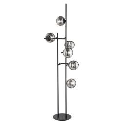 JEWEL PIANTANA MODERNA A 6 LUCI NERA O ORO CON SFERE IN VETRO FUME O BIANCO LAMPADINE ATTACCO E14 ONDALUCE CICIRIELLO - Cristale 2