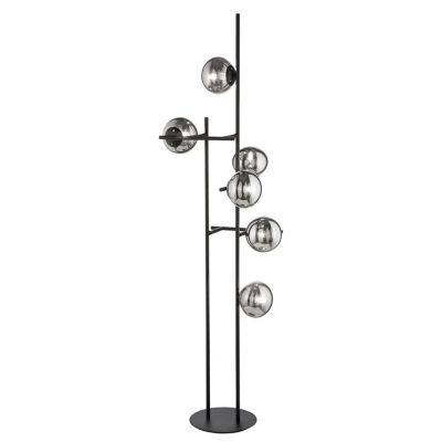JEWEL PIANTANA MODERNA A 6 LUCI NERA O ORO CON SFERE IN VETRO FUME O BIANCO LAMPADINE ATTACCO E14 ONDALUCE CICIRIELLO - Cristale