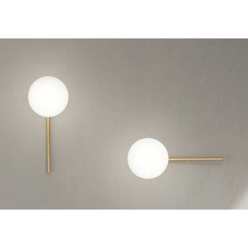 JEWEL APPLIQUE MODERNA A NERA O ORO CON SFERA IN VETRO FUME O BIANCO LAMPADINA ATTACCO E14 ONDALUCE CICIRIELLO - Cristalensi Sho