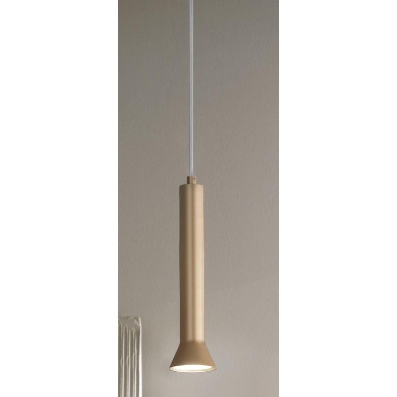 LILA SOSPENSIONE SINGOLA 2 MISURE A CILINDRO SVASATO METALLO NERO,BIANCO O ORO LAMPADINA GU10 ONDALUCE CICIRIELLO - Cristalensi