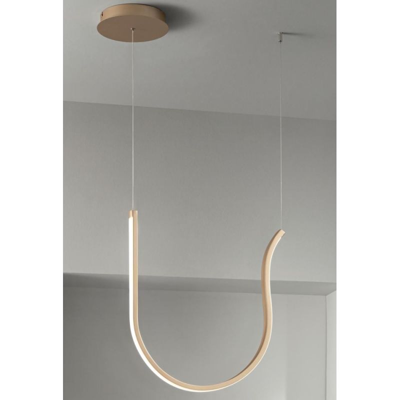 ARQUA SOSPENSIONE SINGOLA IN METALLO ORO O NERO LED 42W LUCE 3000K DIMMERABILE MODERNO ONDALUCE CICIRIELLO - Cristalensi Shop On