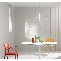 ARQUA SOSPENSIONE DOPPIA CURVA IN METALLO ORO O NERO LED 66W LUCE 3000K DIMMERABILE MODERNA ONDALUCE CICIRIELLO - Cristalensi Sh