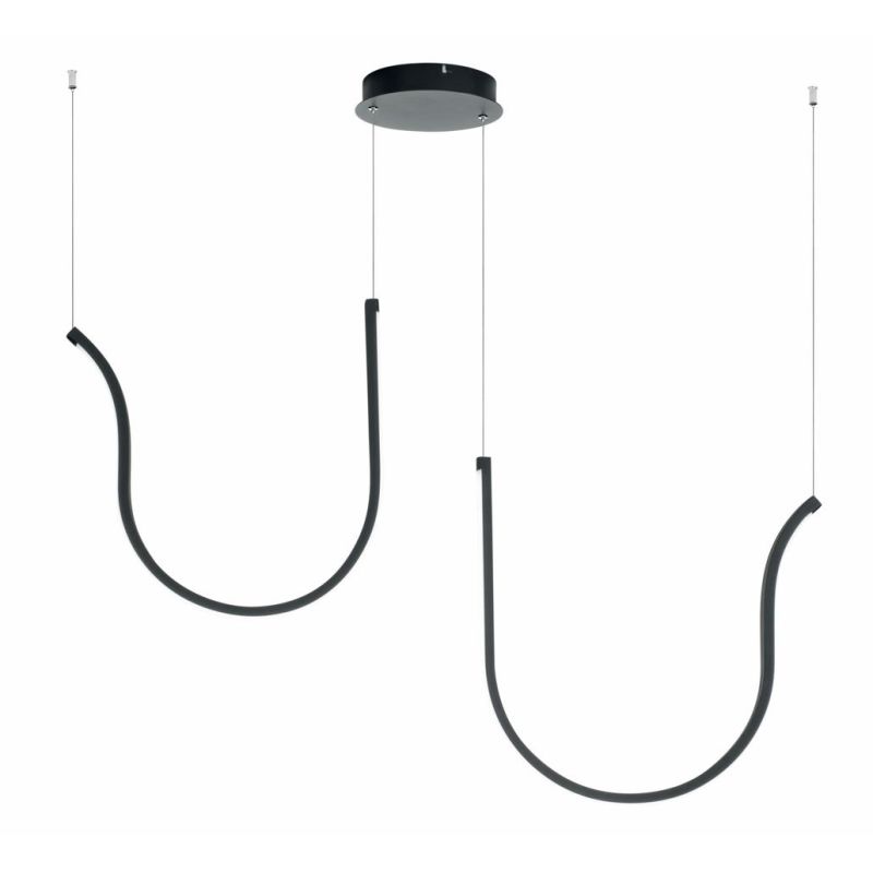 ARQUA SOSPENSIONE DOPPIA CURVA IN METALLO ORO O NERO LED 66W LUCE 3000K DIMMERABILE MODERNA ONDALUCE CICIRIELLO - Cristalensi Sh