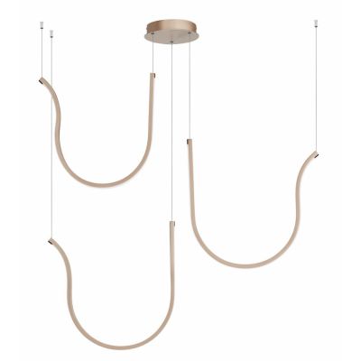 ARQUA SOSPENSIONE CON TRE ELEMENTI CURVI IN METALLO ORO O NERO LED 103W LUCE 3000K DIMMERABILE MODERNA ONDALUCE CICIRIELLO - Cri