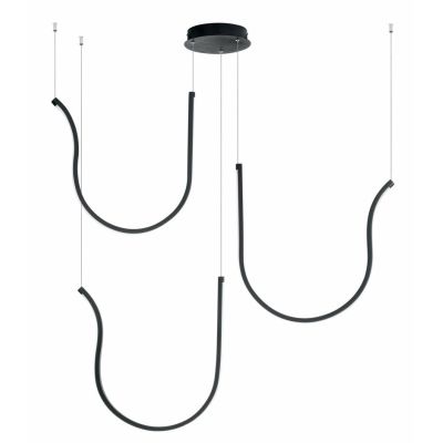 ARQUA SOSPENSIONE CON TRE ELEMENTI CURVI IN METALLO ORO O NERO LED 103W LUCE 3000K DIMMERABILE MODERNA ONDALUCE CICIRIELLO - Cri