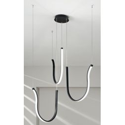 ARQUA SOSPENSIONE CON TRE ELEMENTI CURVI IN METALLO ORO O NERO LED 103W LUCE 3000K DIMMERABILE MODERNA ONDALUCE CICIRIELLO - Cri 2