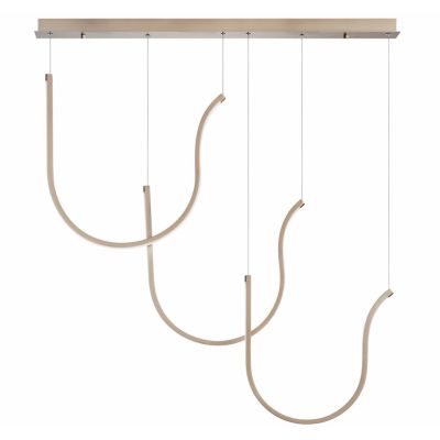 ARQUA SOSPENSIONE LINEARE CON TRE ELEMENTI CURVI IN METALLO ORO O NERO LED 108W LUCE 3000K DIMMERABILE MODERNA ONDALUCE CICIRIEL