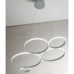 POIS LAMPADARIO SOSPENSIONE GRIGIO O ORO LED 60W 6000LM MODERNA LUCE DIFFUSA ONDALUCE CICIRIELLO - Cristalensi Shop Online 2