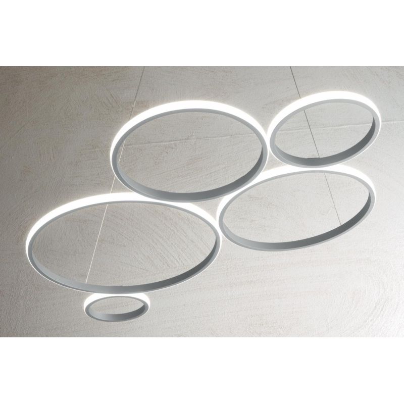 POIS LAMPADARIO SOSPENSIONE GRIGIO O ORO LED 60W 6000LM MODERNA LUCE DIFFUSA ONDALUCE CICIRIELLO - Cristalensi Shop Online
