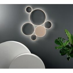 POIS PLAFONIERA DIMMERABILE GRIGIO O ORO LED 68W 6800LM MODERNA LUCE DIFFUSA ONDALUCE CICIRIELLO - Cristalensi Shop Online