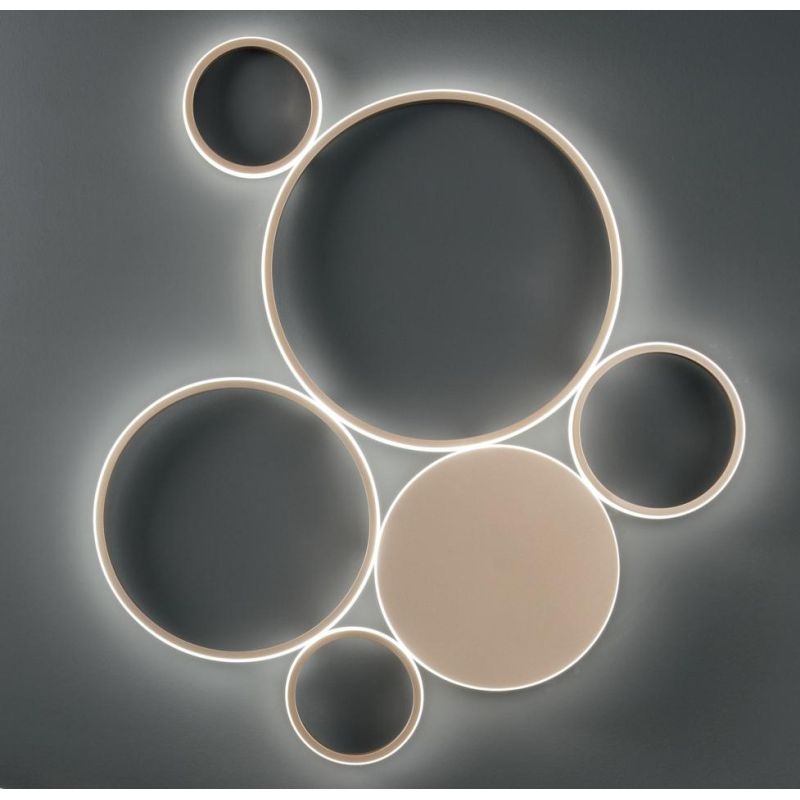 POIS PLAFONIERA DIMMERABILE GRIGIO O ORO LED 68W 6800LM MODERNA LUCE DIFFUSA ONDALUCE CICIRIELLO - Cristalensi Shop Online