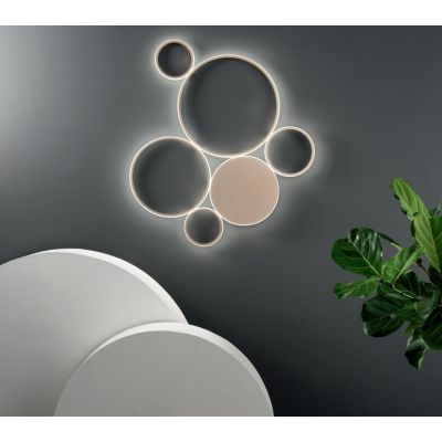 POIS PLAFONIERA DIMMERABILE GRIGIO O ORO LED 68W 6800LM MODERNA LUCE DIFFUSA ONDALUCE CICIRIELLO - Cristalensi Shop Online