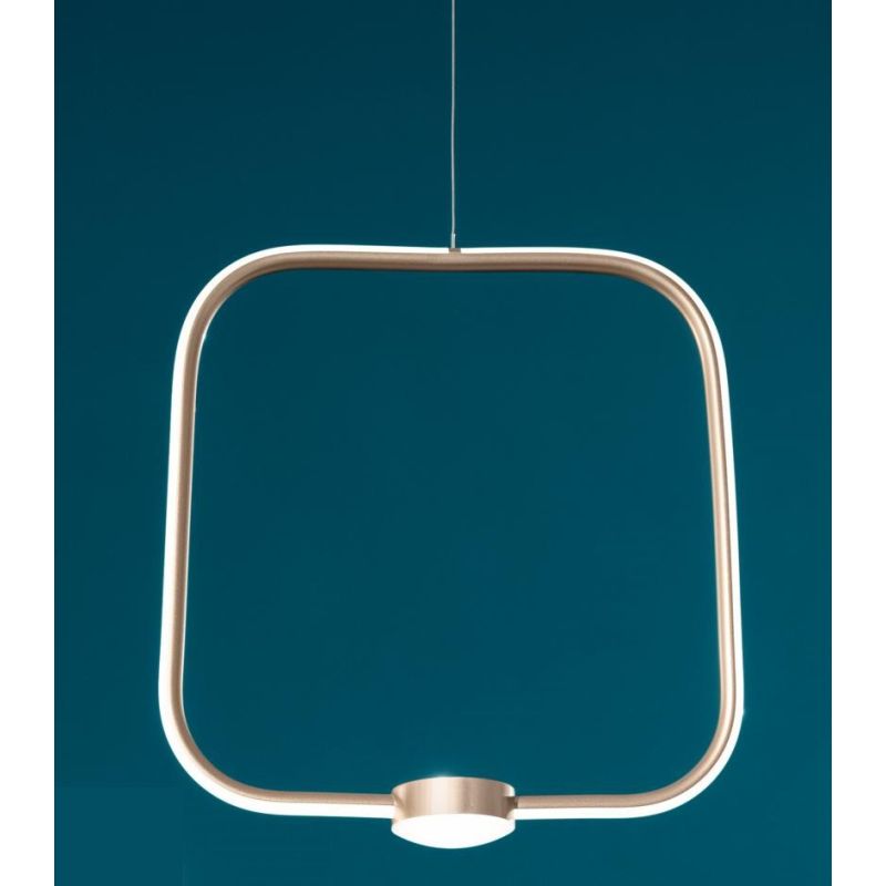 ALFA SOSPENSIONE QUADRATA IN METALLO ORO, BIANCO O NERO LED 35W LUCE 3000K DIMMERABILE MODERNA ONDALUCE CICIRIELLO - Cristalensi