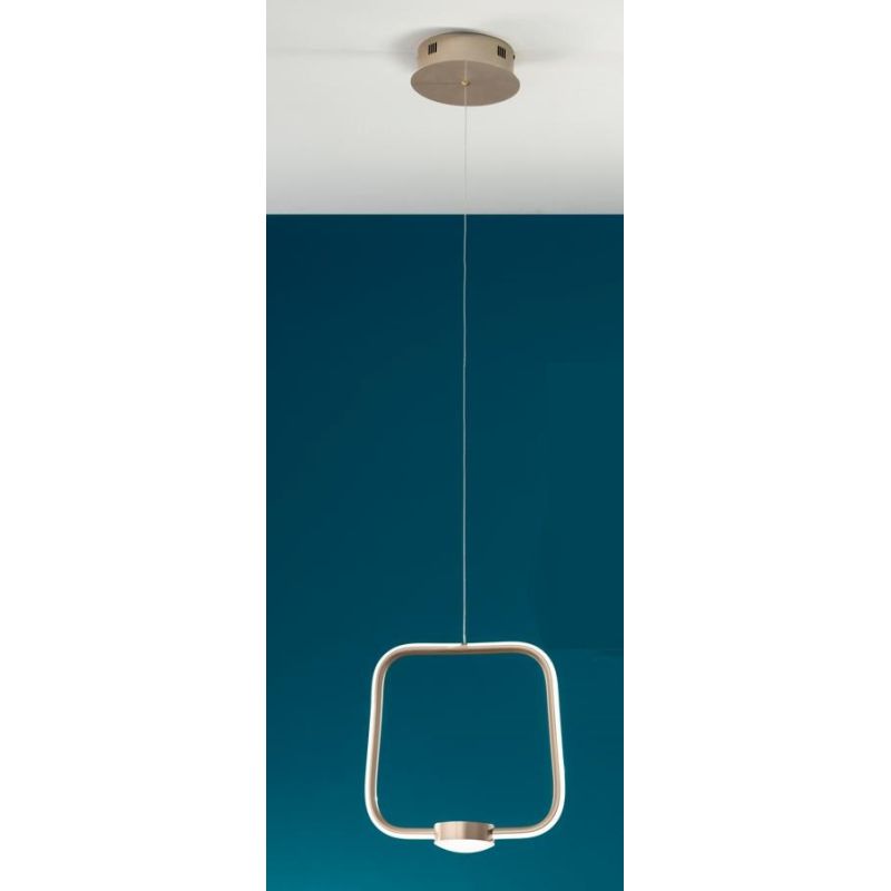 ALFA SOSPENSIONE QUADRATA IN METALLO ORO, BIANCO O NERO LED 28W LUCE 3000K DIMMERABILE MODERNA ONDALUCE CICIRIELLO - Cristalensi