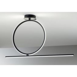 ACROBAT PLAFONIERA MODERNA CON CERCHIO GRANDE LED 42W NERA, SILVER O ORO DIMMERABILE ONDALUCE CICIRIELLO - Cristalensi Shop Onli 2