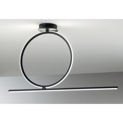 ACROBAT PLAFONIERA MODERNA CON CERCHIO GRANDE LED 42W NERA, SILVER O ORO DIMMERABILE ONDALUCE CICIRIELLO - Cristalensi Shop Onli