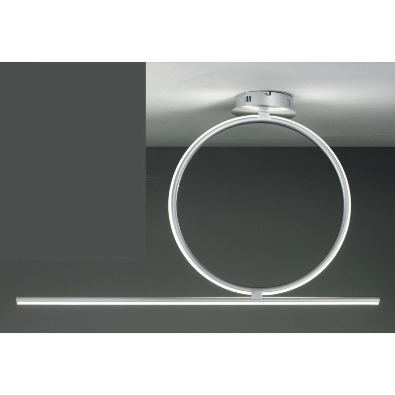 ACROBAT PLAFONIERA MODERNA CON CERCHIO GRANDE LED 42W NERA, SILVER O ORO DIMMERABILE ONDALUCE CICIRIELLO - Cristalensi Shop Onli