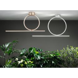 ACROBAT PLAFONIERA MODERNA CON CERCHIO GRANDE LED 42W NERA, SILVER O ORO DIMMERABILE ONDALUCE CICIRIELLO - Cristalensi Shop Onli