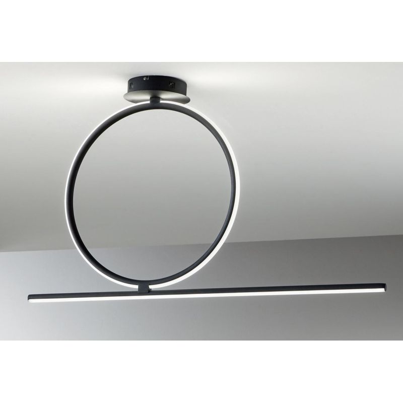 ACROBAT PLAFONIERA MODERNA CON CERCHIO MEDIO LED 35W NERA,SILVER O ORO DIMMERABILE ONDALUCE CICIRIELLO - Cristalensi Shop Online