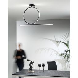 ACROBAT PLAFONIERA MODERNA CON CERCHIO MEDIO LED 35W NERA,SILVER O ORO DIMMERABILE ONDALUCE CICIRIELLO - Cristalensi Shop Online