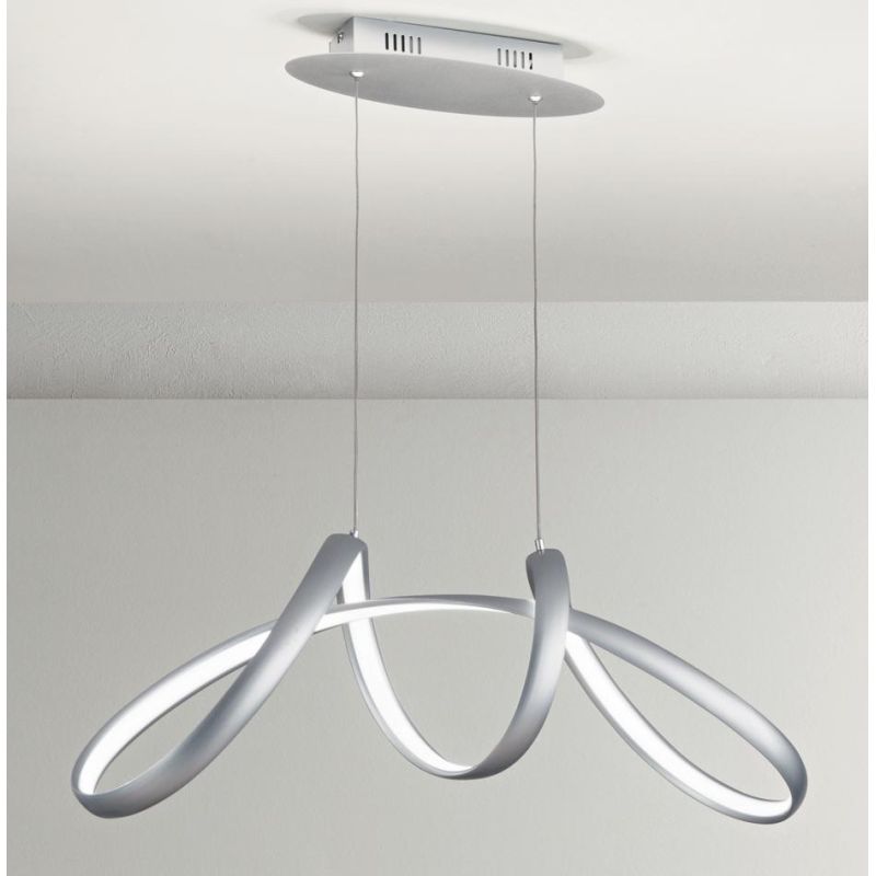 LUMEN SO 85 SOSPENSIONE GRIGIO SILVER LED 54W MODERNA DI ONDALUCE ONDALUCE CICIRIELLO - Cristalensi Shop Online