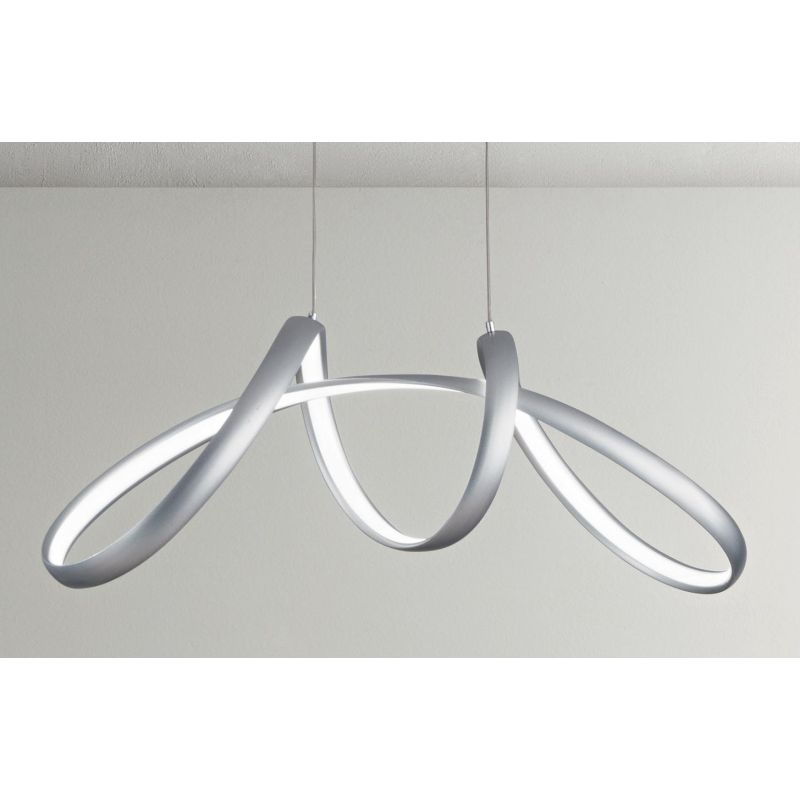 LUMEN SO 85 SOSPENSIONE GRIGIO SILVER LED 54W MODERNA DI ONDALUCE ONDALUCE CICIRIELLO - Cristalensi Shop Online