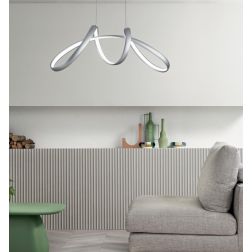 LUMEN SO 85 SOSPENSIONE GRIGIO SILVER LED 54W MODERNA DI ONDALUCE ONDALUCE CICIRIELLO - Cristalensi Shop Online