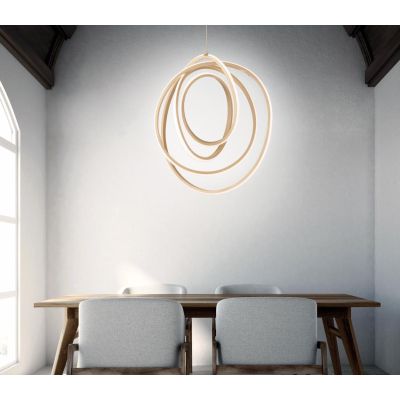GOLDEN 50 LAMPADARIO A SOSPENSIONE ORO OPACO LED INTEGRATO 50W LUCE CALDA ONDALUCE CICIRIELLO - Cristalensi Shop Online