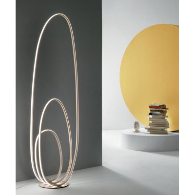 GOLDEN PIANTANA LAMPADA DA TERRA ORO OPACO LED 45W DIMMERABILE MODERNA ONDALUCE CICIRIELLO - Cristalensi Shop Online